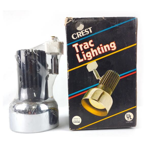 Vintage Crest Track Lighting Lamp Light, Sealed in Box UL Listed CHROME 18-028 - Picture 1 of 9